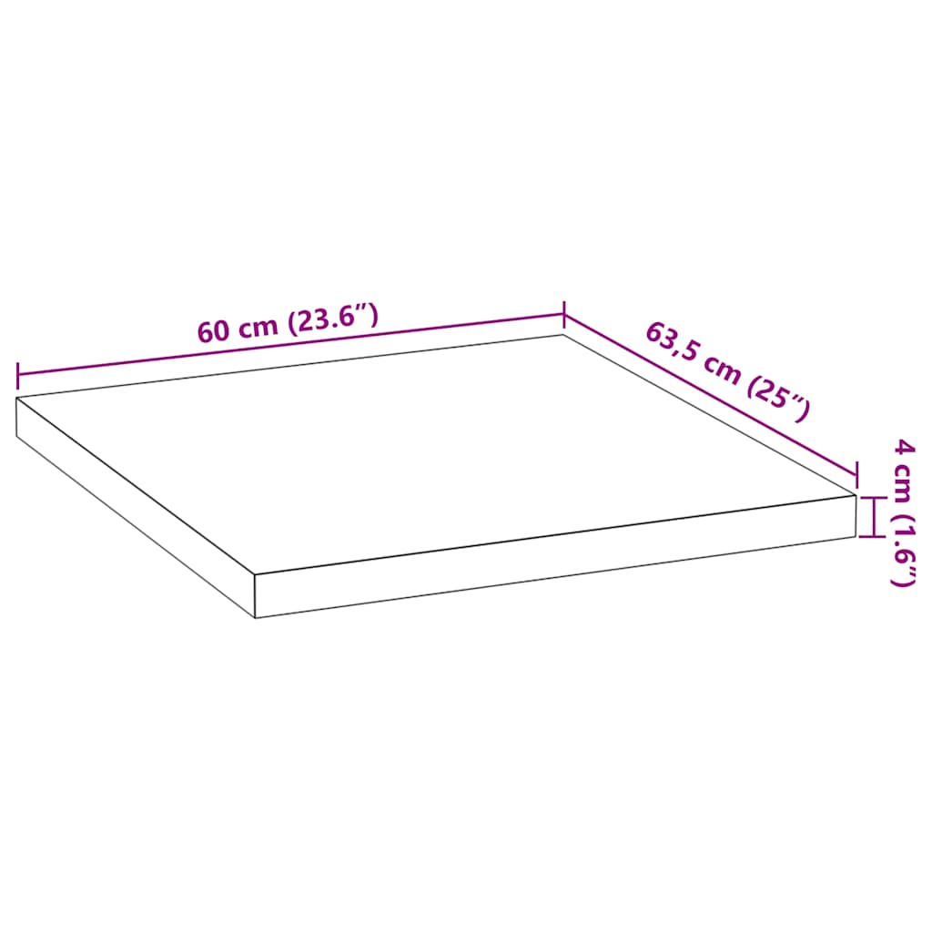 vidaXL Küchenarbeitsplatte 60x63,5x4 cm Massivholz Eiche Rechteckig