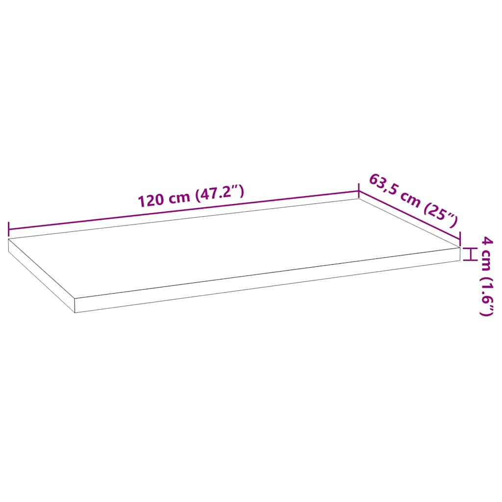 vidaXL Küchenarbeitsplatte 120x63,5x4 cm Massivholz Eiche Rechteckig