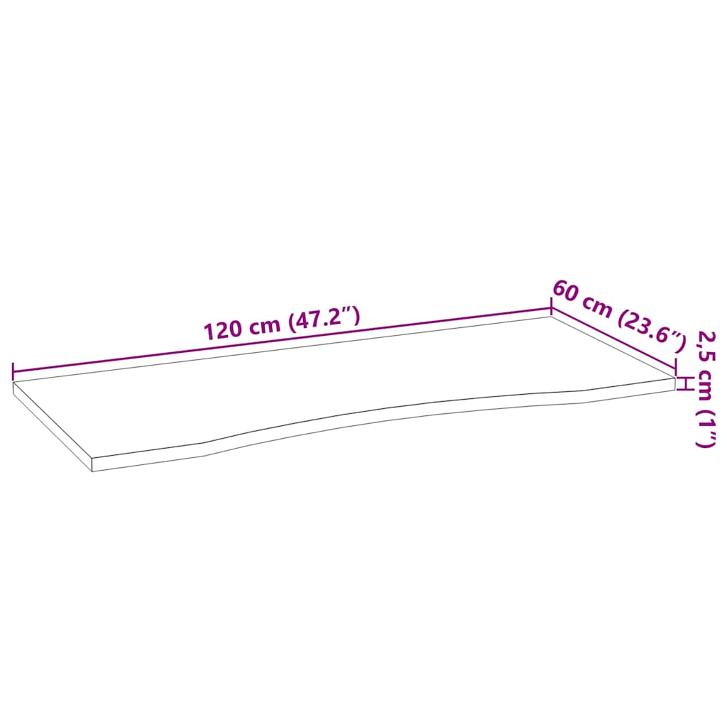 vidaXL Schreibtischplatte Unbehandelt 120x60x2,5 cm Massivholz Eiche