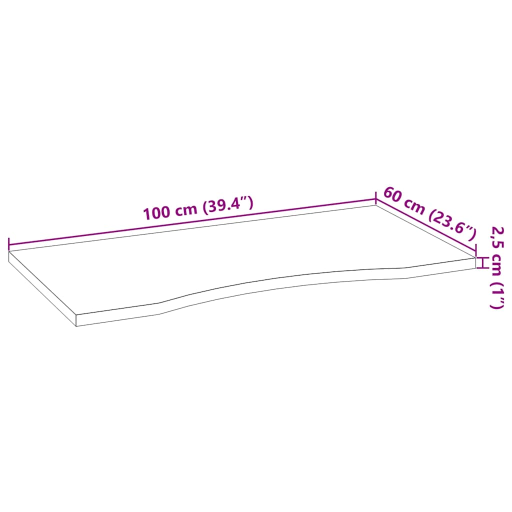 vidaXL Schreibtischplatte Hellbraun 100x60x2,5 cm Massivholz Eiche