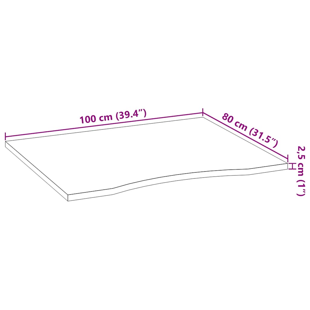 vidaXL Schreibtischplatte Hellbraun 100x80x2,5 cm Massivholz Eiche
