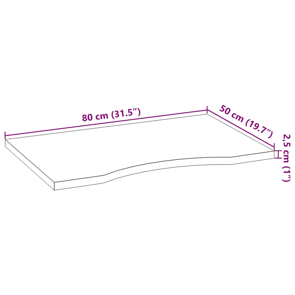 vidaXL Schreibtischplatte Dunkelbraun 80x50x2,5 cm Massivholz Eiche