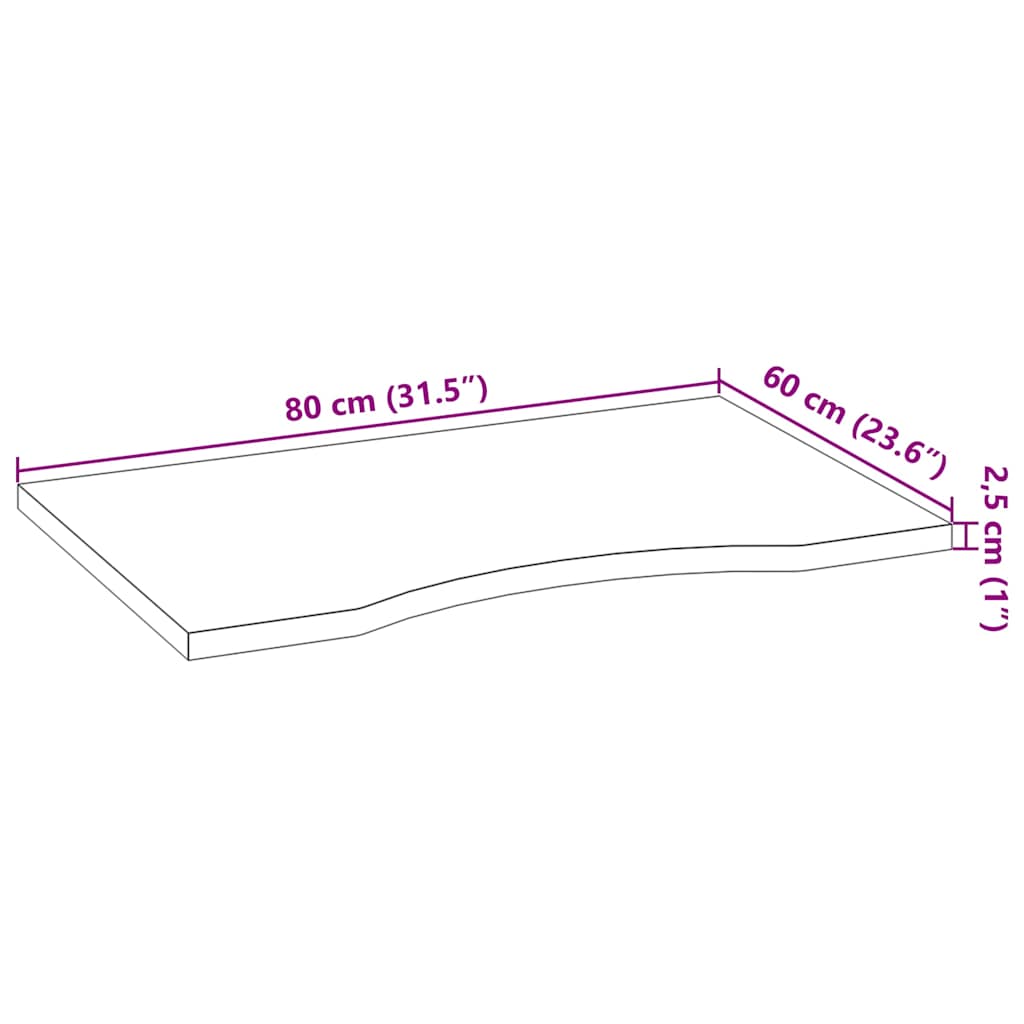 vidaXL Schreibtischplatte Dunkelbraun 80x60x2,5 cm Massivholz Eiche