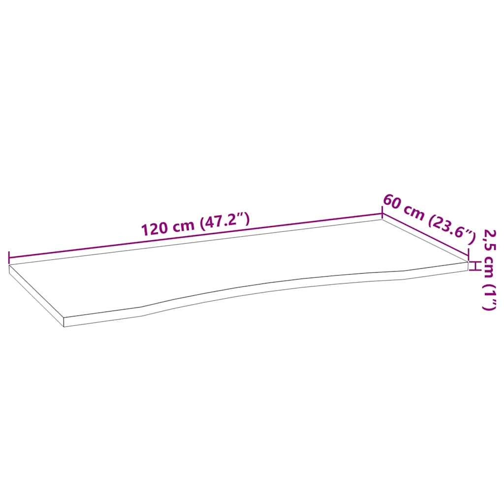 vidaXL Schreibtischplatte Dunkelbraun 120x60x2,5 cm Massivholz Eiche