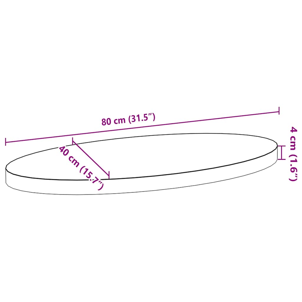 vidaXL Tischplatte Dunkelbraun 80x40x4 cm Massivholz Eiche Oval