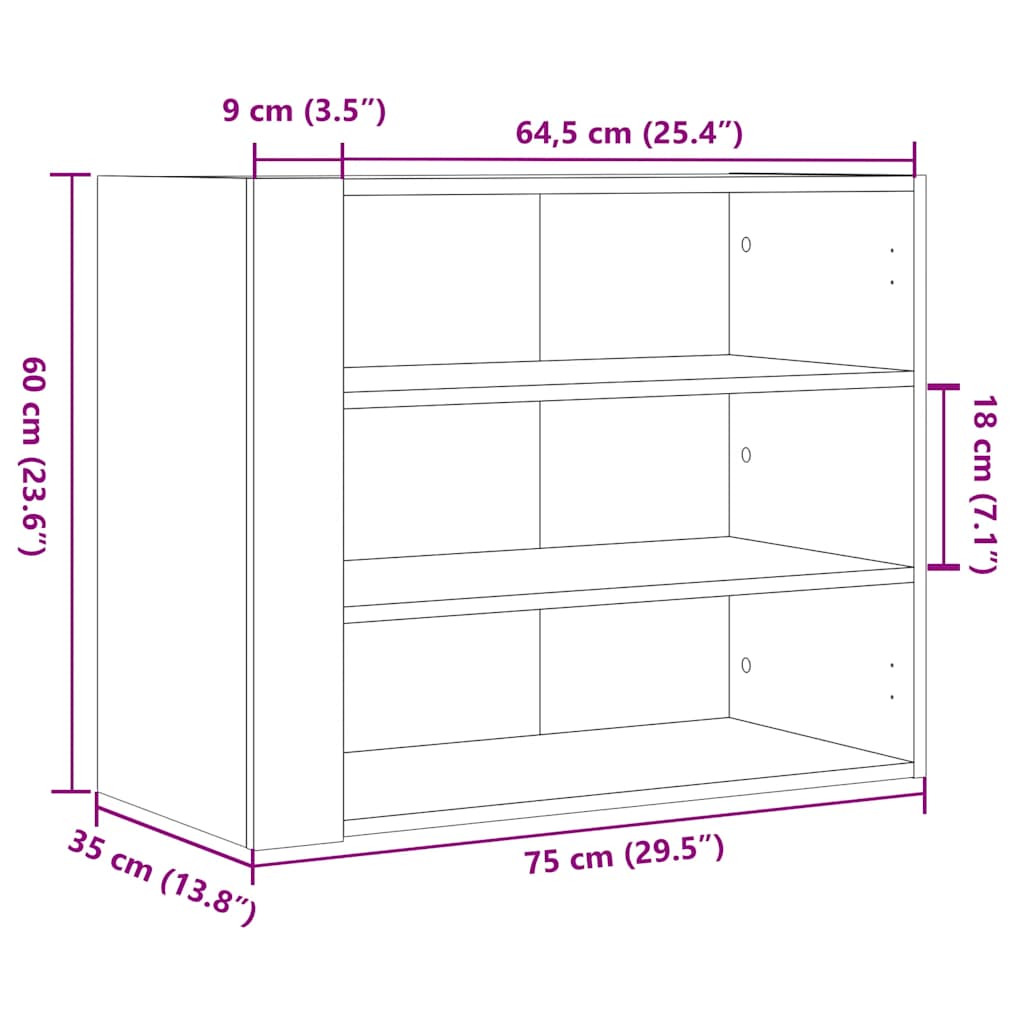 vidaXL Étagère murale gris Sonoma 75x35x60 cm bois d'ingénierie