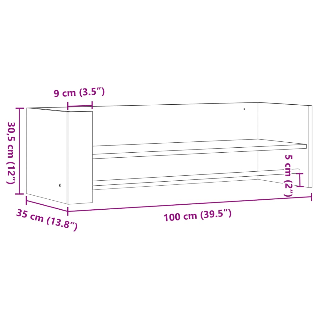 vidaXL Étagère murale aspect chêne marron 100x35x30,5 cm bois d'ingénierie