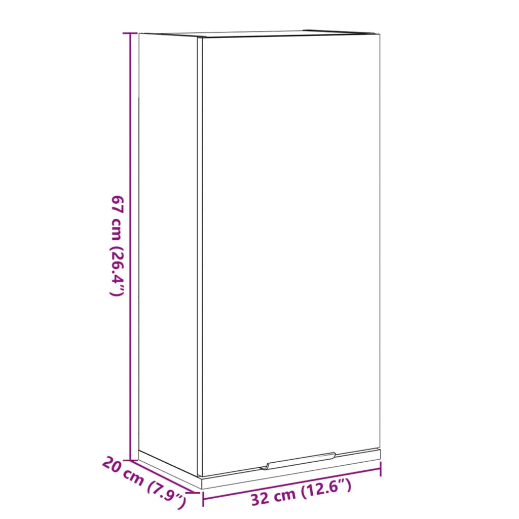 vidaXL Wand-Badschrank Sonoma-Eiche 32x20x67 cm
