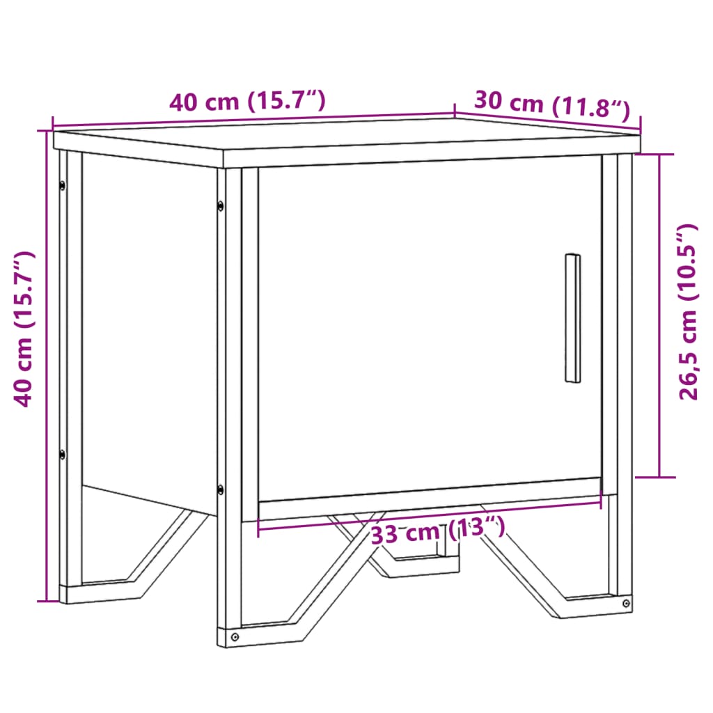 vidaXL Nachttische 2 Stk. Braun Eichen-Optik 40x30x40 cm Holzwerkstoff