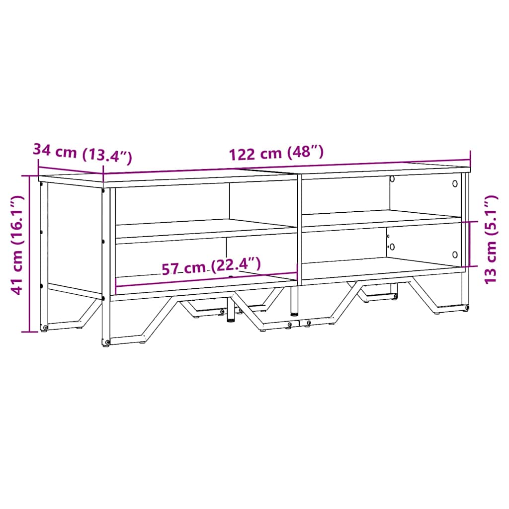 vidaXL Meuble TV Noir 122x34x41 cm Bois d'ingénierie