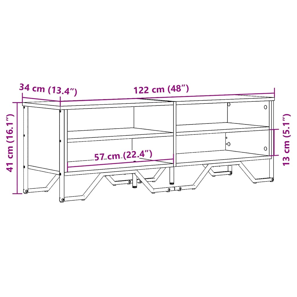 vidaXL TV-Schrank Räuchereiche 122x34x41 cm Holzwerkstoff