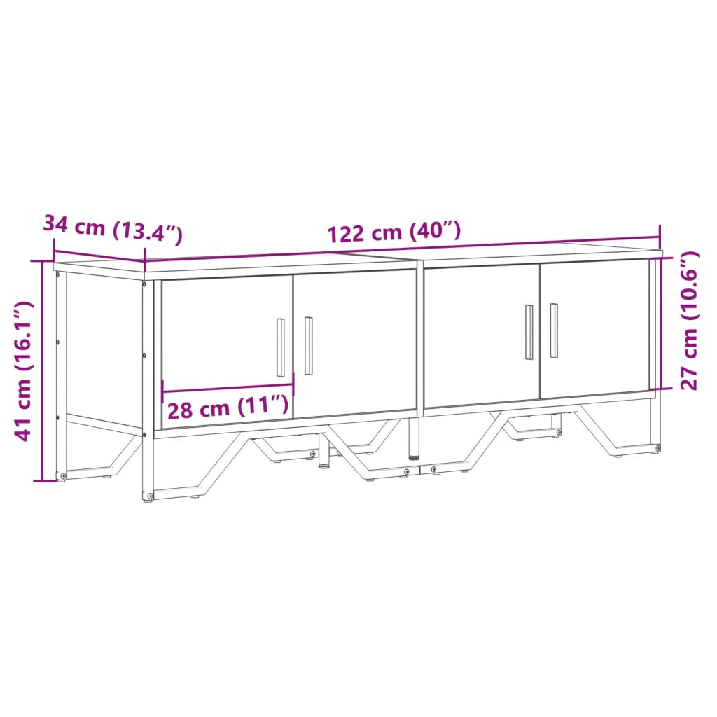 vidaXL TV-Schrank Räuchereiche 122x34x41 cm Holzwerkstoff