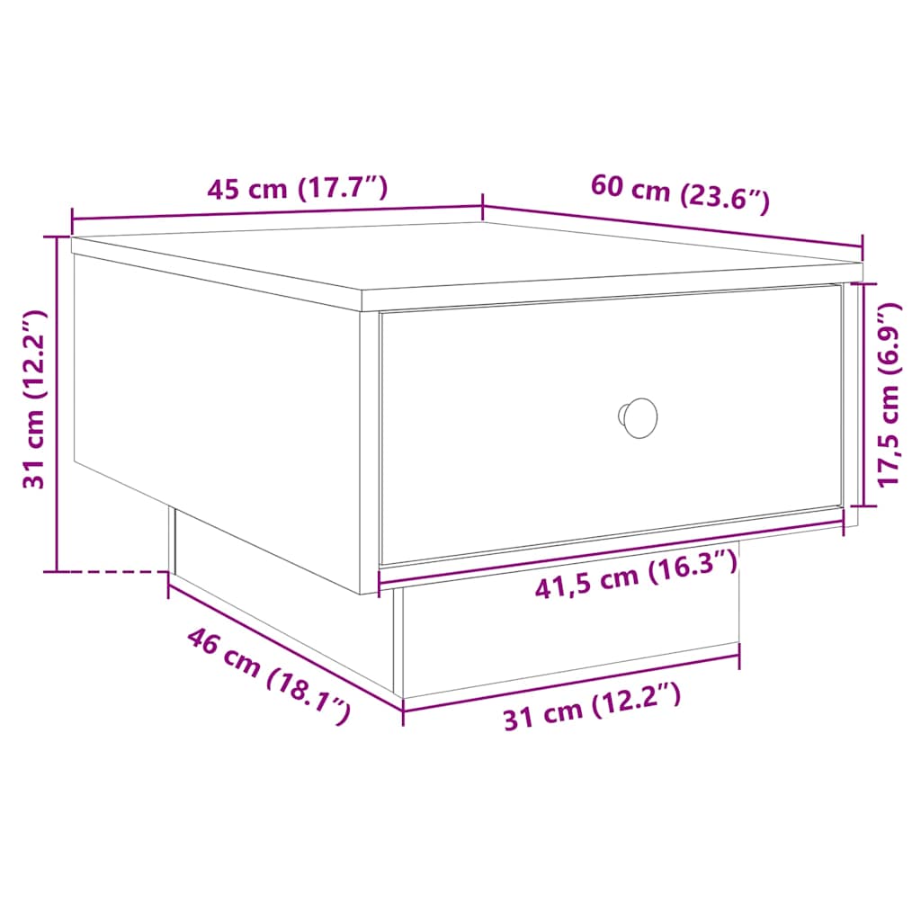 vidaXL Couchtisch Weiß 60x45x31 cm Holzwerkstoff
