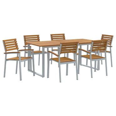 vidaXL Garten Essgruppe 7 pcs Grau Massivholz Akazie