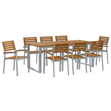 vidaXL Garten Essgruppe 9 pcs Grau Massivholz Akazie
