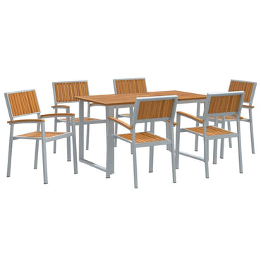 vidaXL Garten Essgruppe 7 pcs Grau Massivholz Akazie