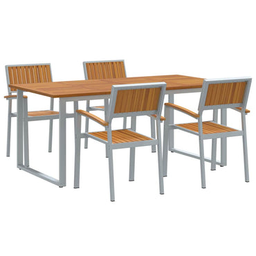 vidaXL Garten Essgruppe 5 pcs Grau Massivholz Akazie