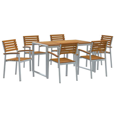 vidaXL Garten Essgruppe 7 pcs Grau Massivholz Akazie
