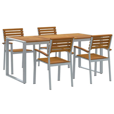 vidaXL Garten Essgruppe 5 pcs Grau Massivholz Akazie