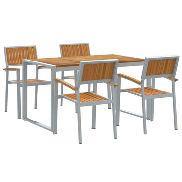 vidaXL Garten Essgruppe 5 pcs Grau Massivholz Akazie
