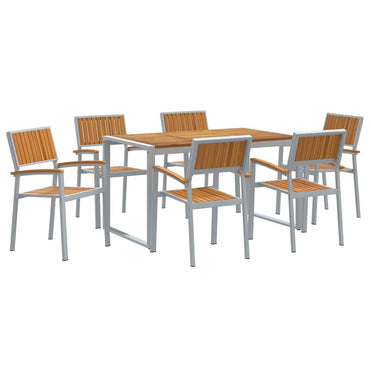 vidaXL Garten Essgruppe 7 pcs Grau Massivholz Akazie