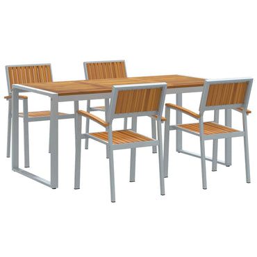 vidaXL Garten Essgruppe 5 pcs Grau Massivholz Akazie