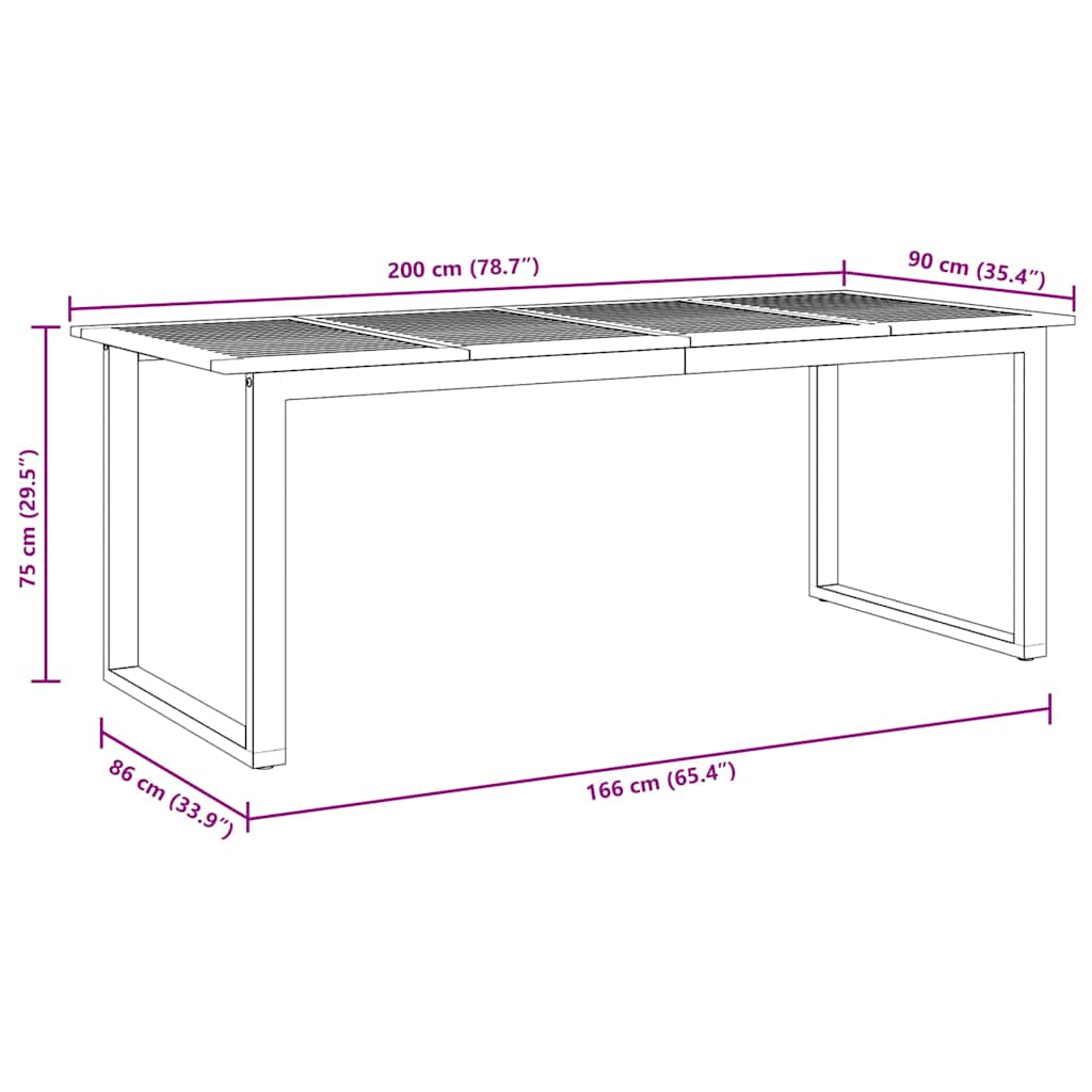 vidaXL Garten Essgruppe 7 pcs Schwarz Massivholz Akazie