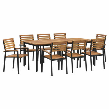 vidaXL Garten Essgruppe 9 pcs Schwarz und Braun 200 x 90 x 75 cm
