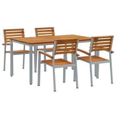 vidaXL Garten Essgruppe 5 pcs Grau Massivholz Akazie