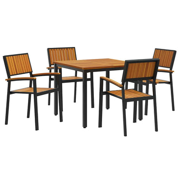 vidaXL Garten Essgruppe 5 pcs Schwarz Massivholz Akazie