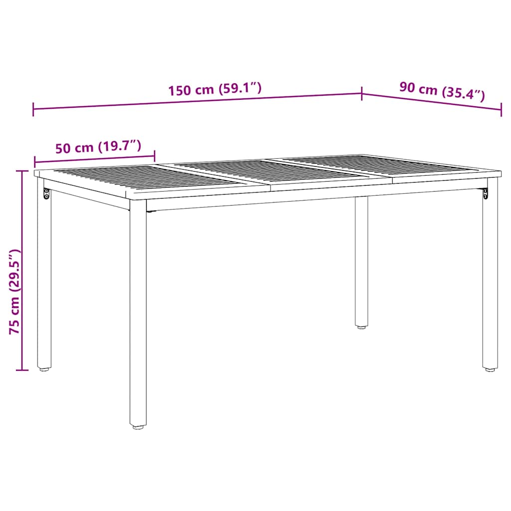 vidaXL Garten Essgruppe 5 pcs Schwarz Massivholz Akazie