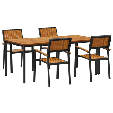 vidaXL Garten Essgruppe 5 pcs Schwarz Massivholz Akazie