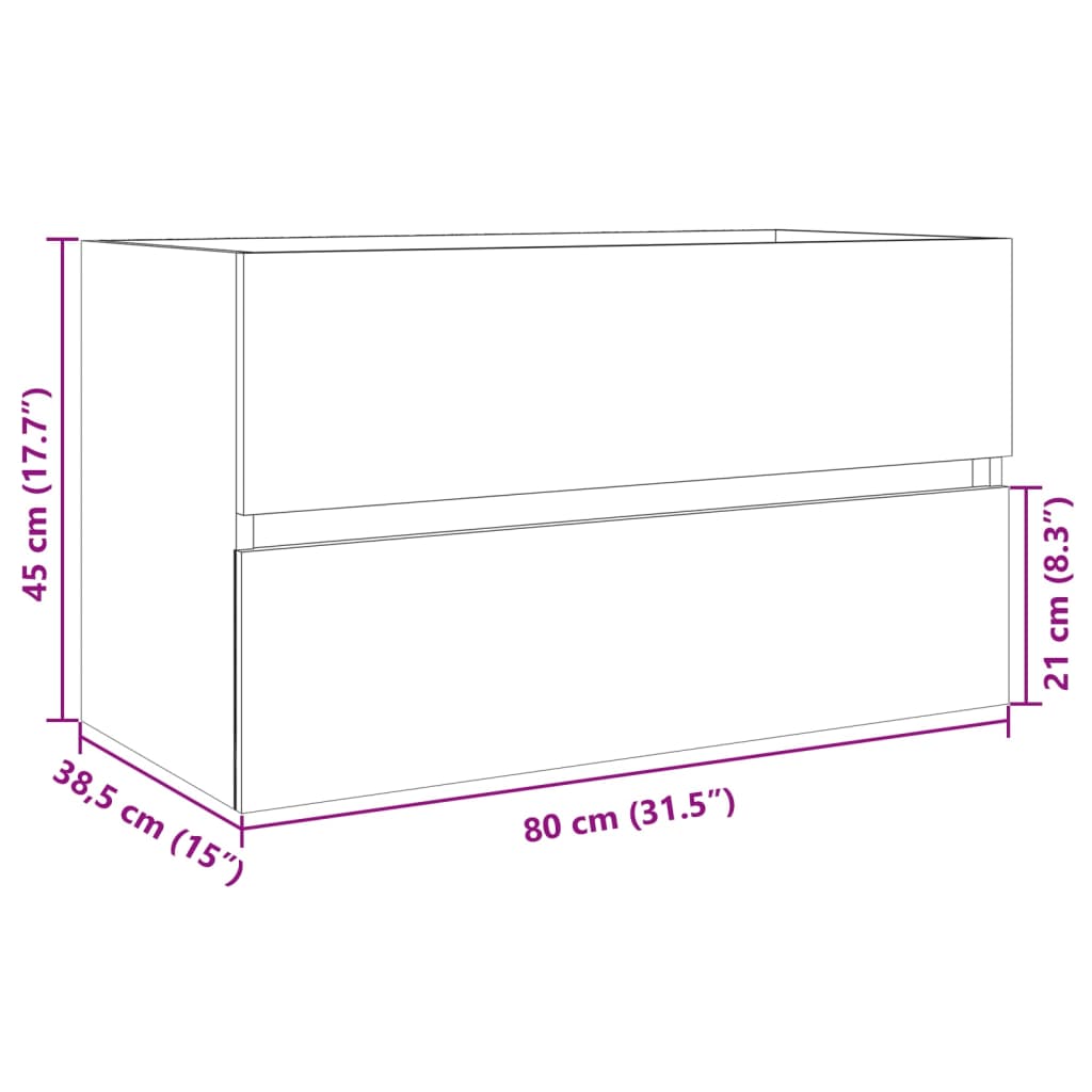 vidaXL Meuble sous-lavabo chêne sonoma 80x38,5x45 cm Bois d'ingénierie