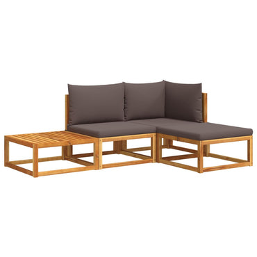 vidaXL Ensemble de canapés de jardin 4 pièces avec coussins bois d'acacia et corde