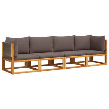 vidaXL Ensemble de canapés de jardin 4 pièces avec coussins bois d'acacia et corde
