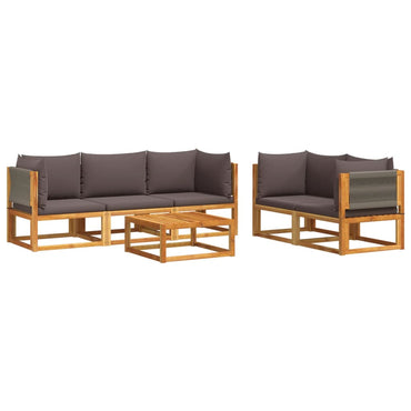 vidaXL Ensemble de canapé de jardin 6 pcs avec coussins bois d'acacia et corde