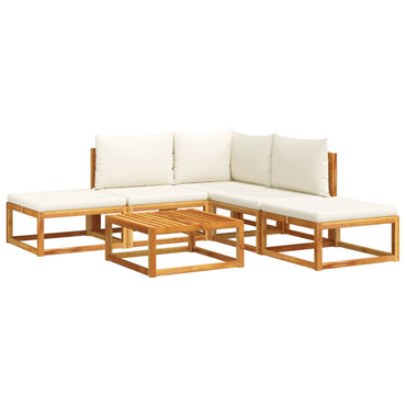 vidaXL Ensemble de canapés de jardin 6 pcs avec coussins, bois d'acacia et corde