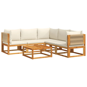 vidaXL Ensemble de canapé de jardin 6 pcs avec coussins bois d'acacia et corde