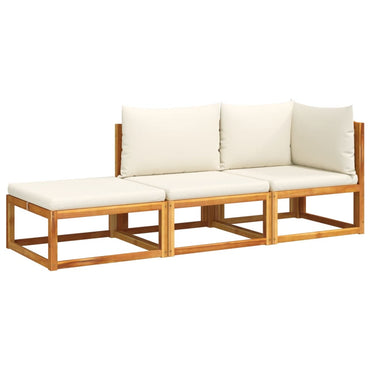 vidaXL 3-tlg. Gartensofa-Set mit Kissen Holz Akazie & Seil