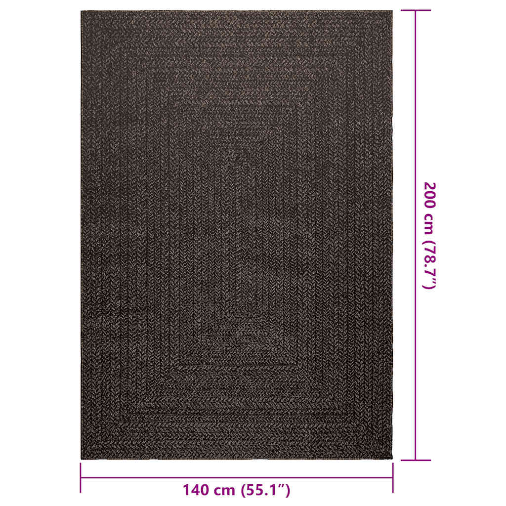 vidaXL Teppich ZIZUR Anthrazit 140x200cm Jute-Optik Indoor und Outdoor