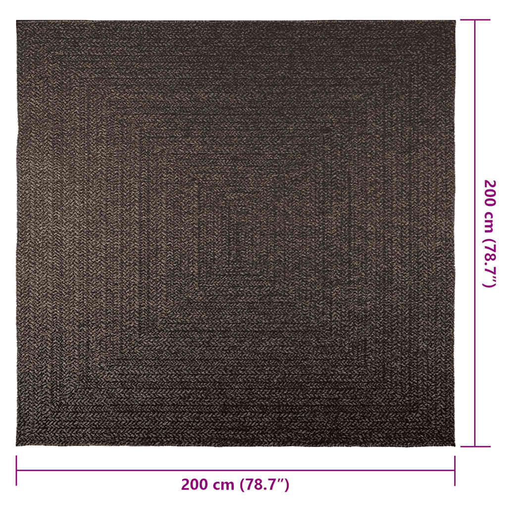 vidaXL Teppich ZIZUR Anthrazit 200x200cm Jute-Optik Indoor und Outdoor