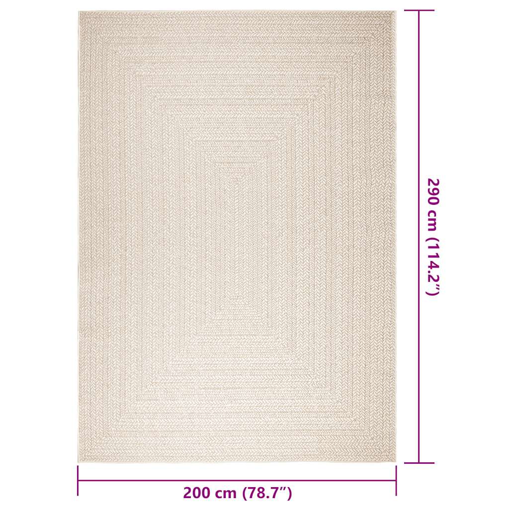 vidaXL Teppich ZIZUR Creme 200x290 cm Jute-Optik Indoor und Outdoor