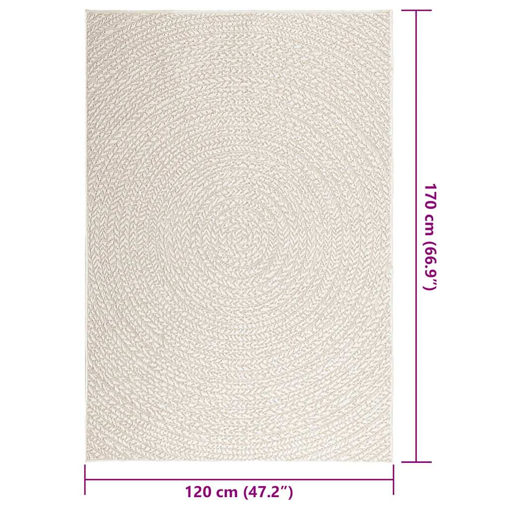 vidaXL Tapis ZIZUR Crème 120x170 cm Aspect Jute Intérieur et Extérieur
