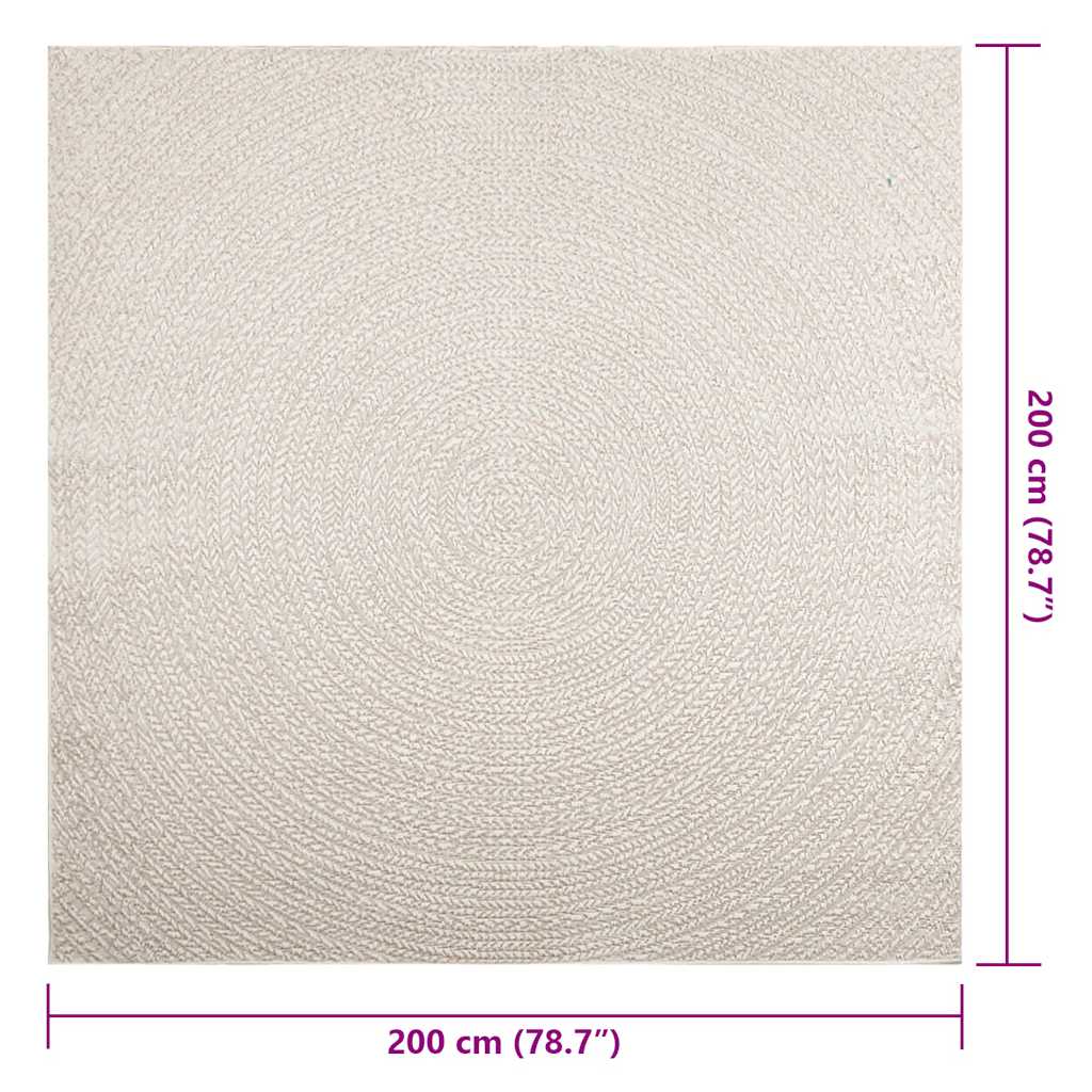 vidaXL Tapis ZIZUR Crème 200x200 cm Aspect Jute Intérieur et Extérieur