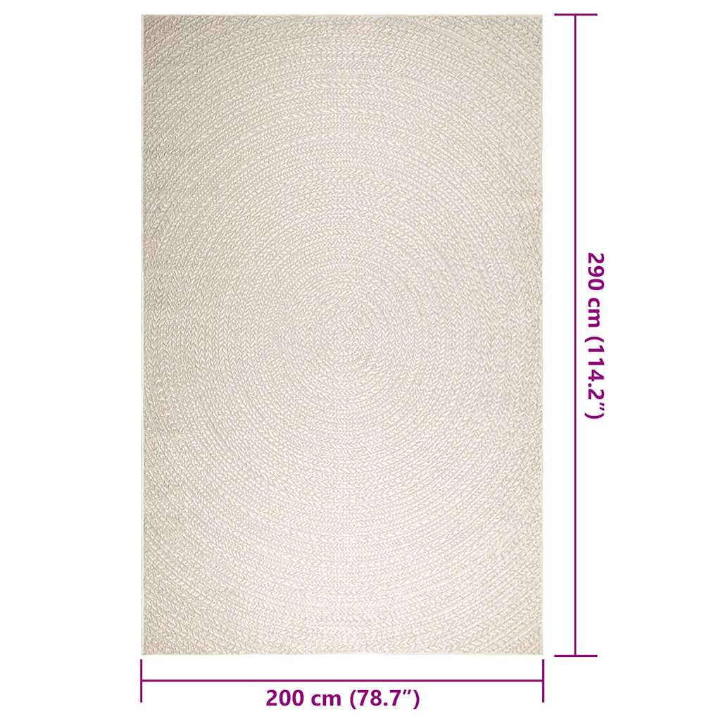 vidaXL Teppich ZIZUR Creme 200x290 cm Jute-Optik Indoor und Outdoor