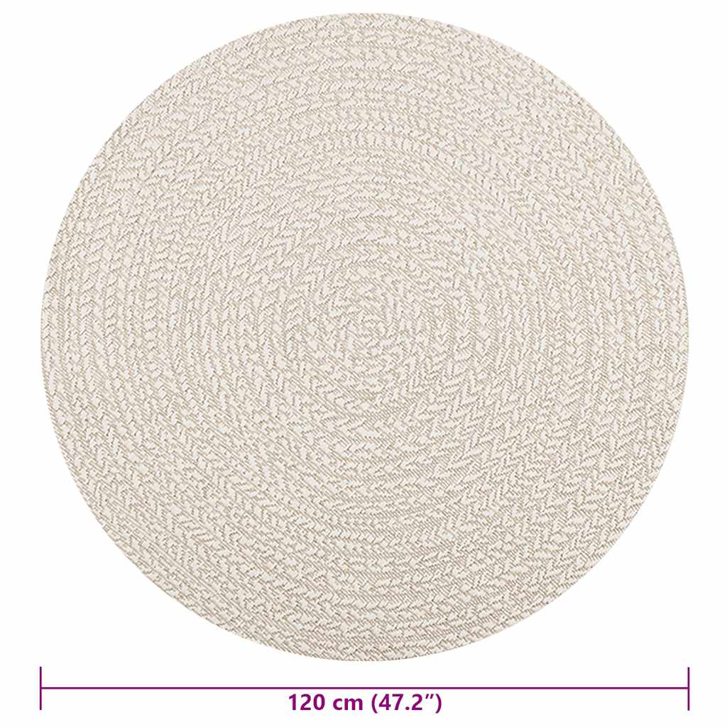 vidaXL Teppich ZIZUR Creme Ø 120 cm Jute-Optik Indoor und Outdoor