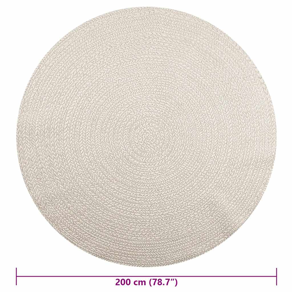 vidaXL Teppich ZIZUR Creme Ø 200 cm Jute-Optik Indoor und Outdoor