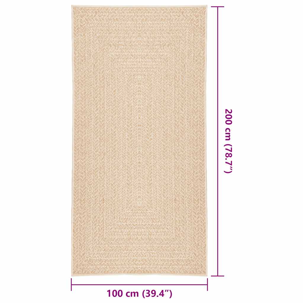 vidaXL Teppich ZIZUR Beige 100x200 cm Jute-Optik Indoor und Outdoor