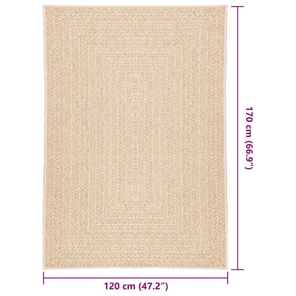 vidaXL Teppich ZIZUR Beige 120x170 cm Jute-Optik Indoor und Outdoor