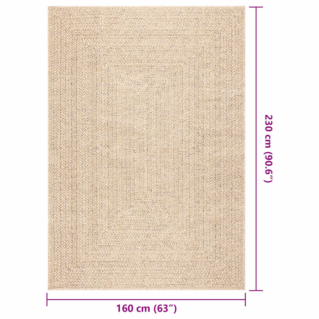 vidaXL Teppich ZIZUR Beige 160x230 cm Jute-Optik Indoor und Outdoor